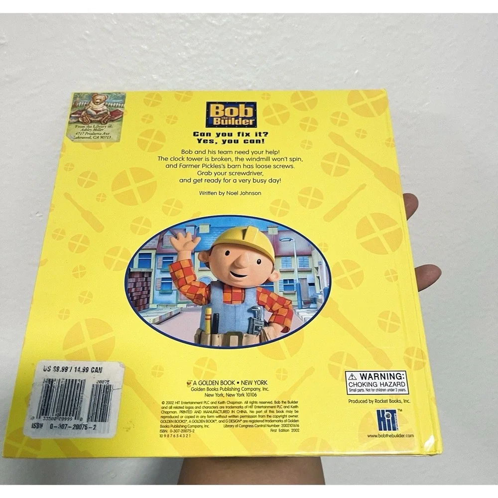 Fix It with Bob: Bob the Builder-A‎ Golden Book Rare Board Y2k Vtg W/ Play Tool